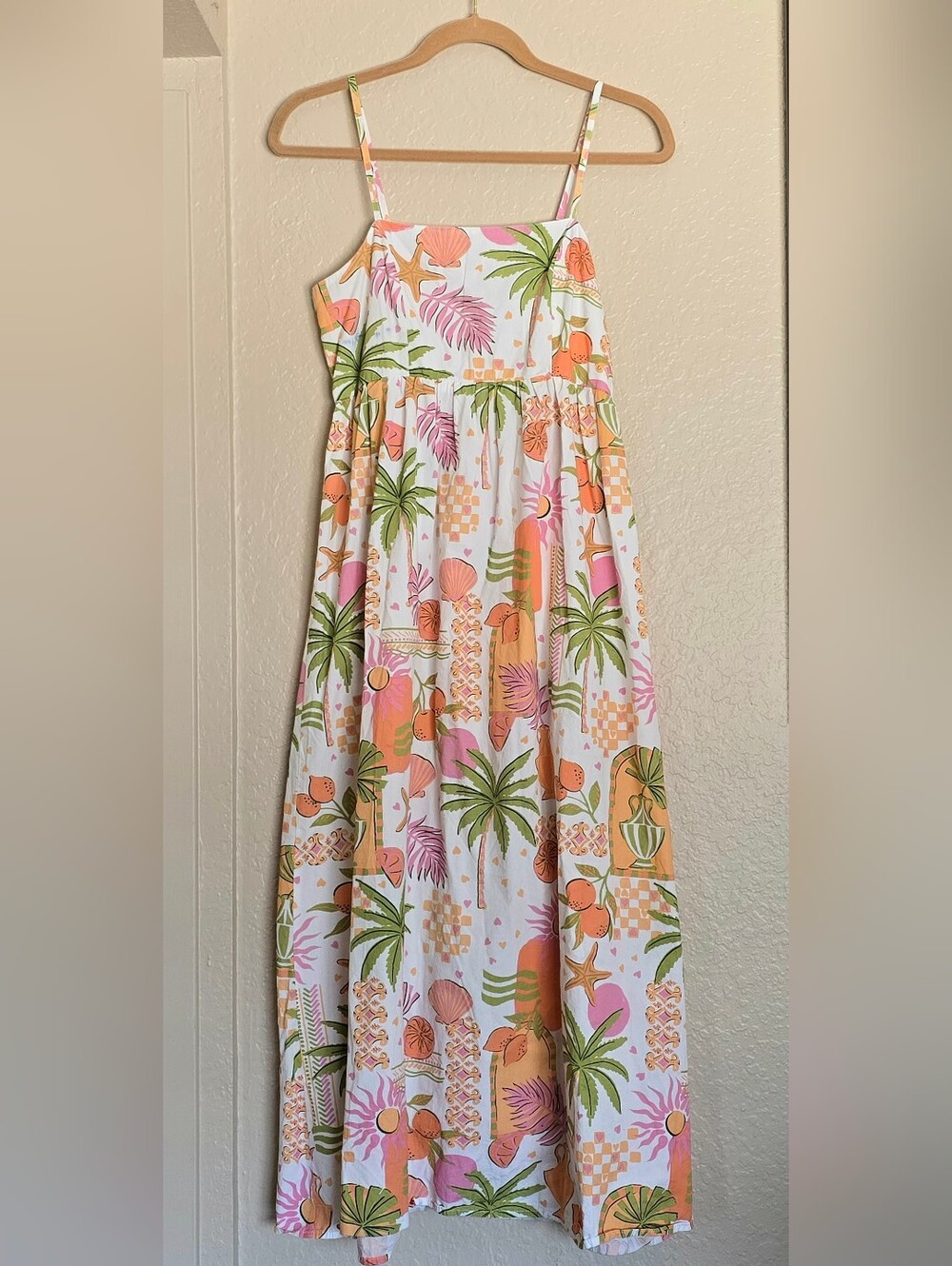 Japna 'Hawaiian Fruit Punch'Tropical Maxi Dress Womens Size M